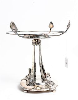 An American Silver-Plate Centerpiece Base, Gorham Mfg. Co., Providence, RI, 19th Century, the foot with applied Egyptian motifs.