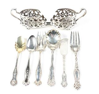* A Group of American Sterling Flatware Articles, Various makers, comprising six ice cream spoons, nine pastry forks, eleven but