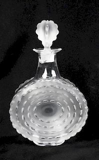 * A Lalique Frosted Glass Decanter Height 10 1/2 inches.