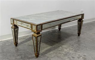 * A Mirror Veneered Low Table Height 18 3/4 x width 50 x depth 24 inches.