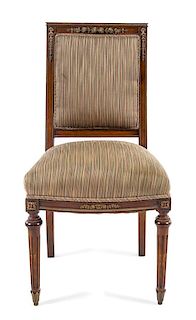 * An Empire Style Gilt Metal Mounted Mahogany Side Chair Height 39 inches.