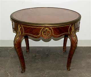 * A Louis XV Style Gilt Metal Mounted Low Table Height 24 x diameter 31 inches.