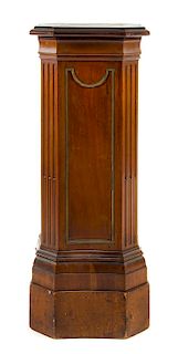 * A George III Style Mahogany Pedestal Height 42 x width 16 1/4 x depth 15 1/4 inches.