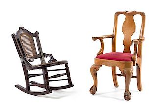 * Two Mahogany Child's Chairs Height of tallest 24 3/4 x width 17 3/4 x depth 13 inches.