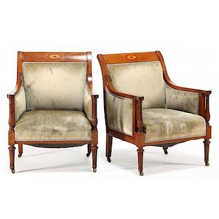 Pair of Edwardian Inlaid Arm Chairs