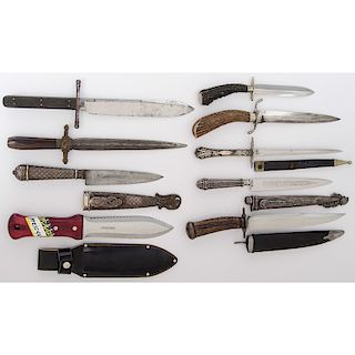 Assorted Fixed Knives with Stag and Metal Grips