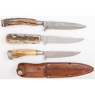 Three Maidmeller Fixed Blade Knives in a Case