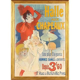 Jules Cheret (French 1836-1932), "Halle Aux Chapeaux," Poster