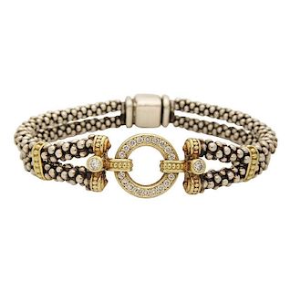 LAGOS Diamond Silver 18K Caviar Circle Game Bracelet