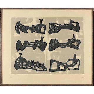 Henry Moore (Br., 1898-1986), Six Reclining Figures 1963