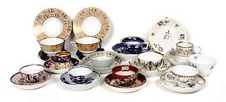 A Collection of Teacup and Saucers, Diameter of largest saucer 5 3/4 inches.