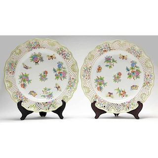 Two Herend Reticulated Serving Platters