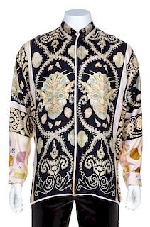A Gianni Versace Silk Print Shirt, Size 52.