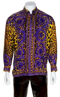 A Gianni Versace Silk Print Shirt, Size 48.