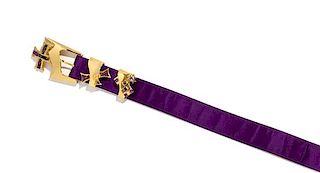 A Gianni Versace Purple Silk Belt, Size 75.