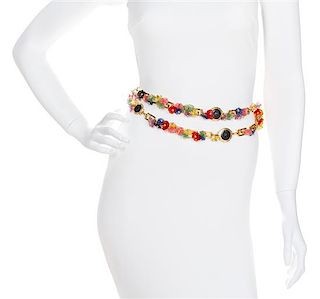 A Gianni Versace Multicolor Floral and Greco Link Belt,