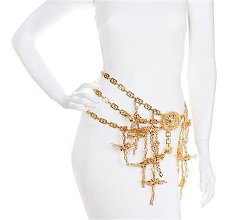 A Gianni Versace Runway Cross and Greco Link Belt,