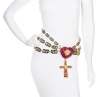 A Gianni Versace Runway Greco Link and Crystal Heart Belt,