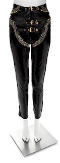 A Gianni Versace Black Leather Bondage Pant,