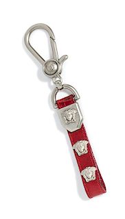 A Gianni Versace Red Leather Pocket Chain, 6" x .75".