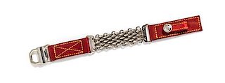 A Gianni Versace Red Leather Pocket Chain, 9.5" x 1".
