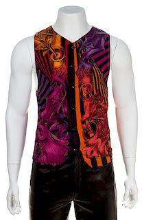 A Gianni Versace Wool Atelier Print Vest, Size 52.