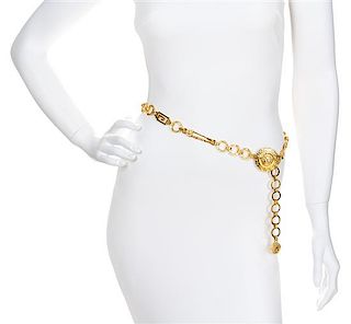 A Gianni Versace Safety Pin Link Belt, 35" x .75".