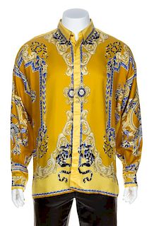 A Gianni Versace Silk Print Shirt, Size 54.