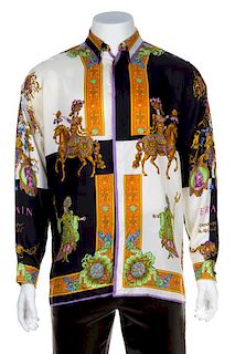 A Gianni Versace Silk Print Shirt, Size 50.