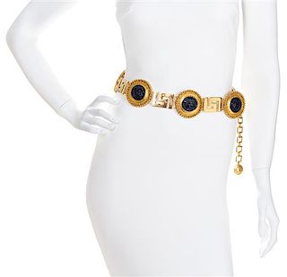 A Gianni Versace Blue Medallion and Greco Link Belt,