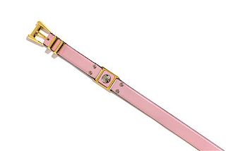 A Gianni Versace Pink Leather Belt, Size 80/32.