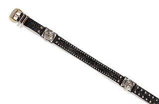 A Gianni Versace Black Patent Croc Embossed Belt, Size 70/28.