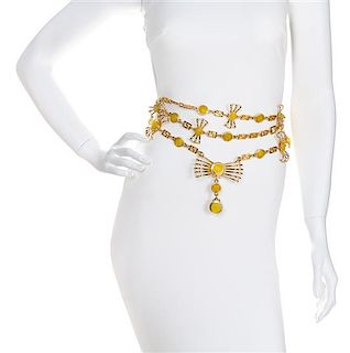 A Gianni Versace Yellow Medallion and Bow Belt,