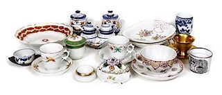A Collection of Primarily English Porcelain Table Articles, Width of first 7 3/4 inches.