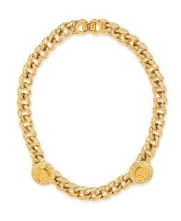 A Gianni Versace Medusa Medallion and Rhinestone Link Necklace,