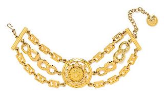 A Gianni Versace Triple Strand Choker with Center Medallion,