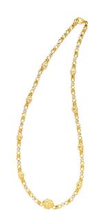 A Gianni Versace Medusa and Rhinestone Link Necklace, Length: 26.75".