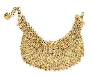A Gianni Versace Goldtone Chainmaille Choker, Length: 13"- 17"; Drop: 1.5"- 4.75".