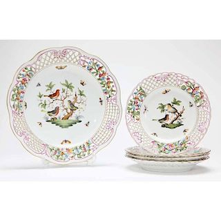Herend Reticulated Five Piece Luncheon Set