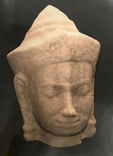 Sandstone Head, Khmer, 12-13th Century