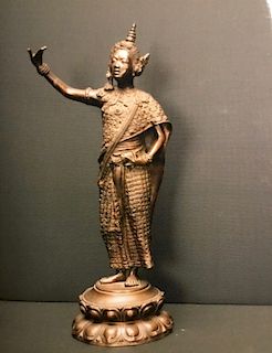 Thai Dancer, Bronze by K.M Ishikawa, Japan, c.