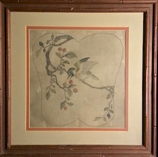 Korean Painting, Songbird on Fruiting Branch