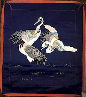 Fukusa, Embroidered Cranes, Japan, 18th Century