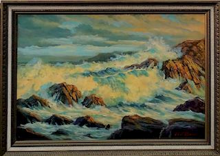John T. Vignari 'Big Sur' Oil Painting On Canvas