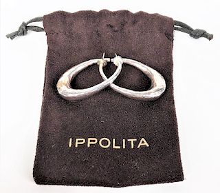 Ippolita Hand Hammered Sterling Oval Hoop Earrings