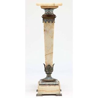 Continental Alabaster and Champleve Pedestal