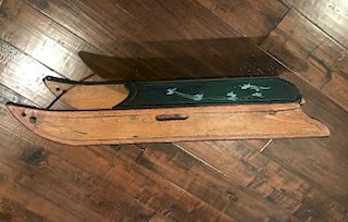 Painted Wooden Child's Sled, c 1869