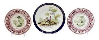 Three English Transfer Printed Plates, Diameter of largest 8 3/4 inches.