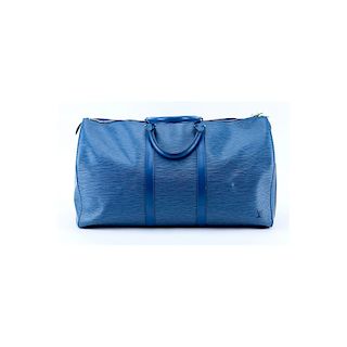 Louis Vuitton Blue Epi Leather Keepall 50 Travel