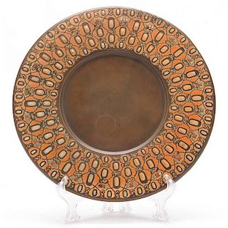 L.C. Tiffany, Enamel Decorated Bronze Charger